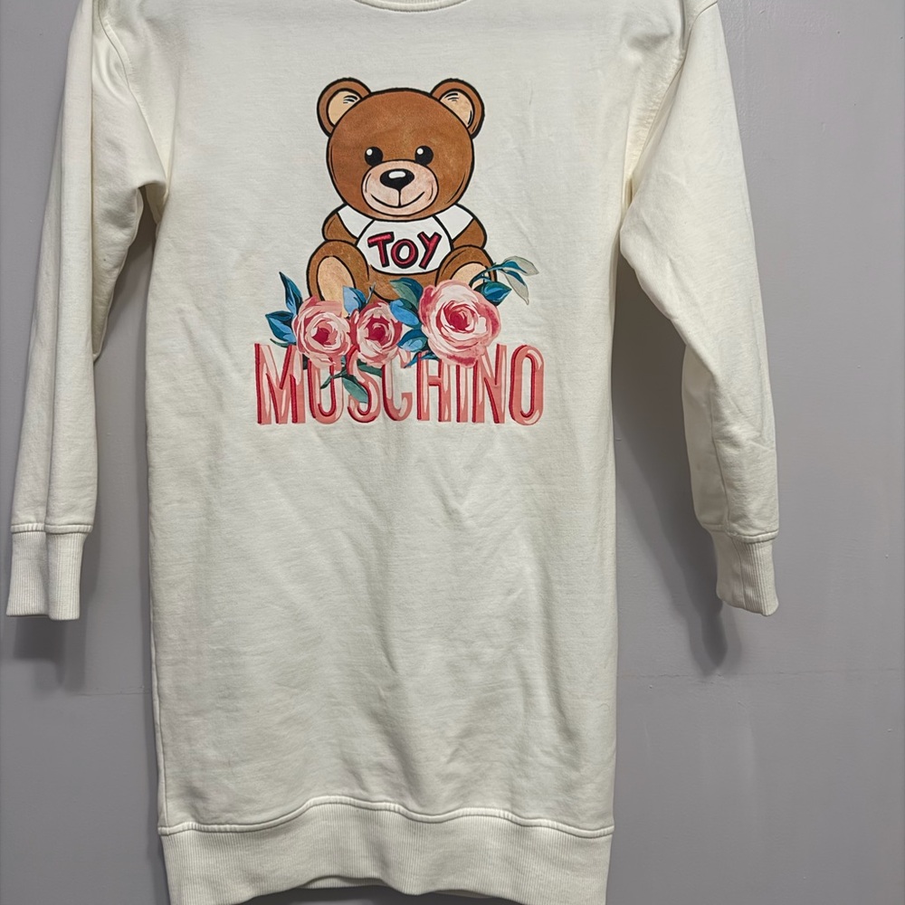 Moschino Kids White Bear and Floral Sweatshirt